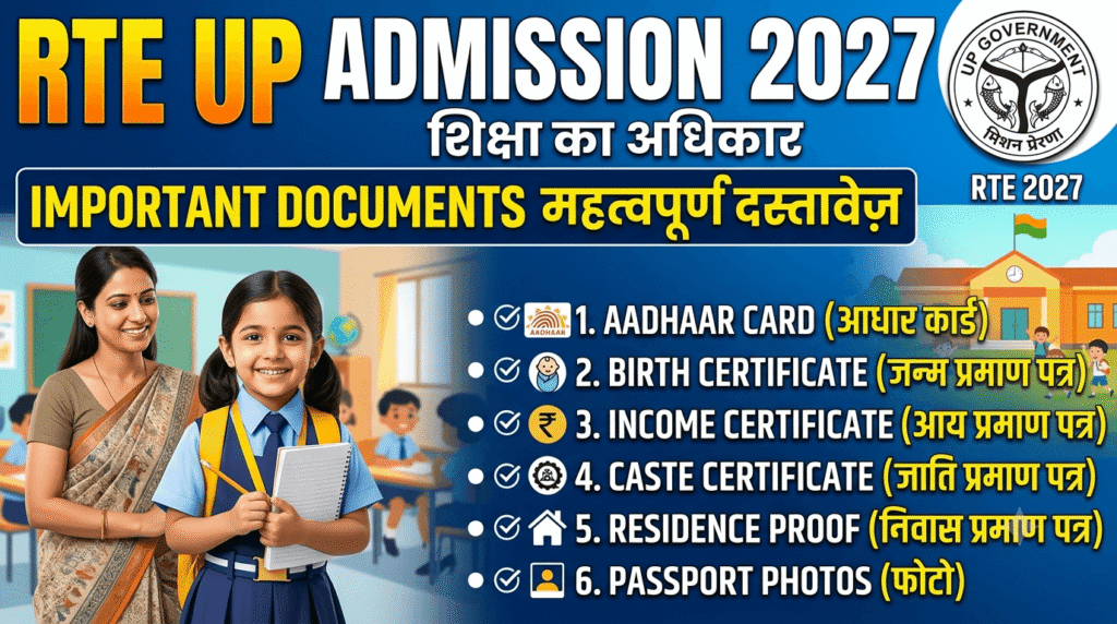 Important Documents Required for RTE UP Admission 2027