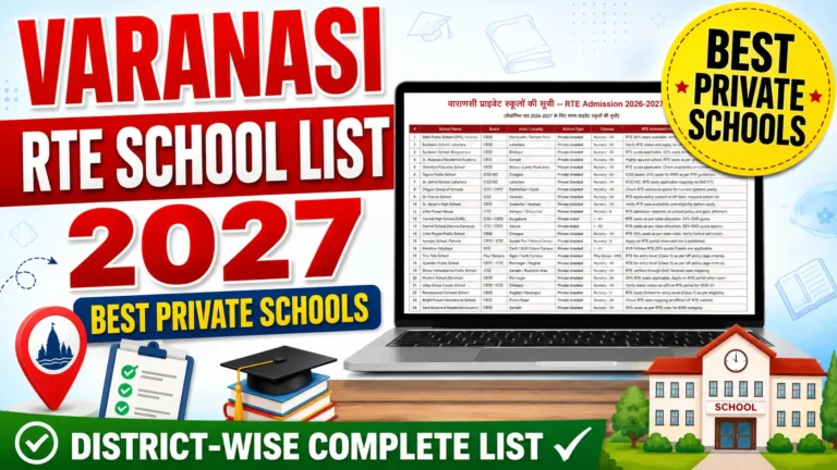 Varanasi RTE School List 2027 showing the best private schools eligible for RTE admission in Varanasi district.